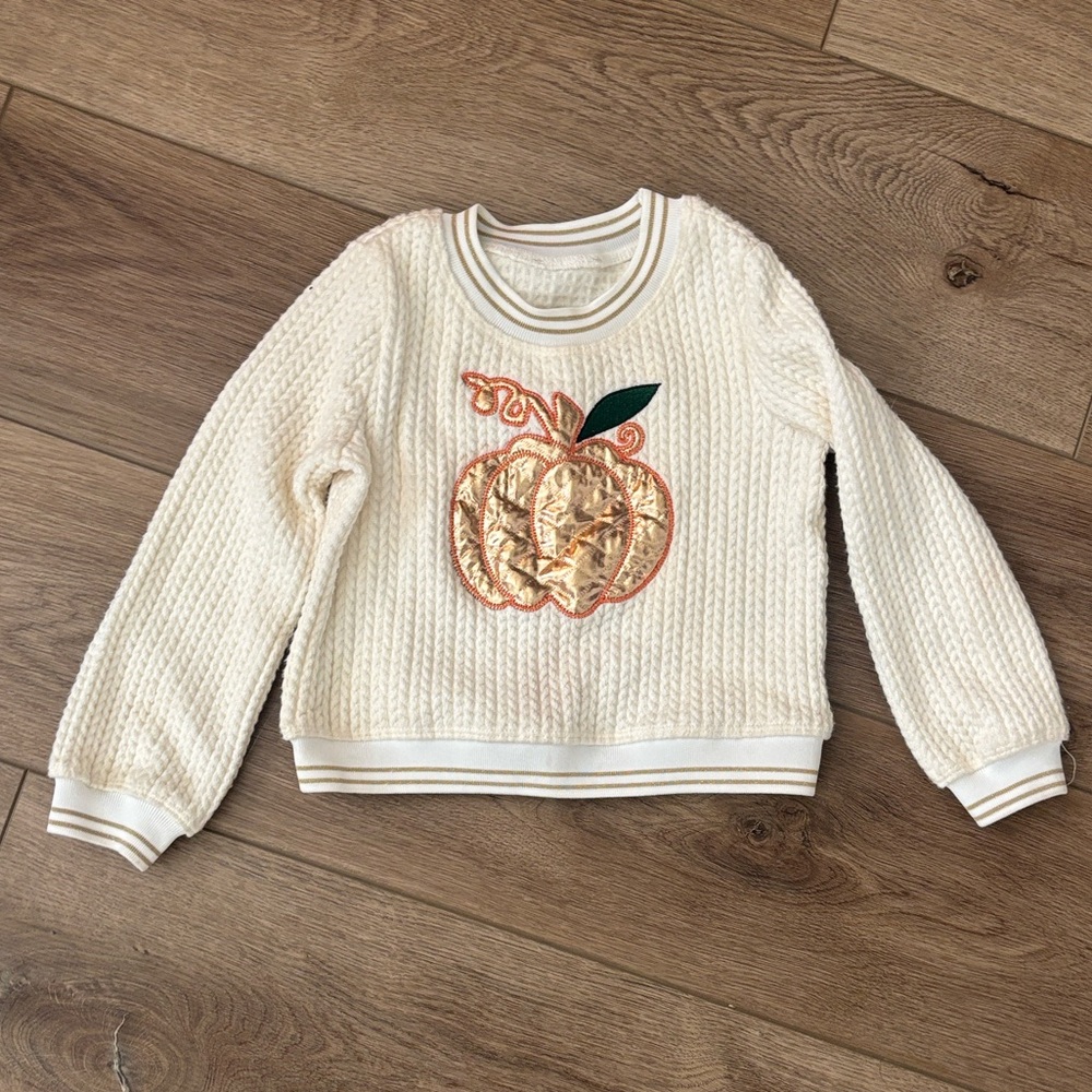 White Sweater with Pumpkin Design